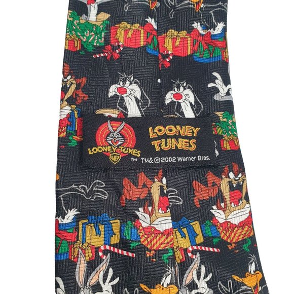 Looney Tunes Cartoon Christmas Holiday Mens Necktie Tie Sylvester Bugs Bunny Taz - Picture 4 of 5